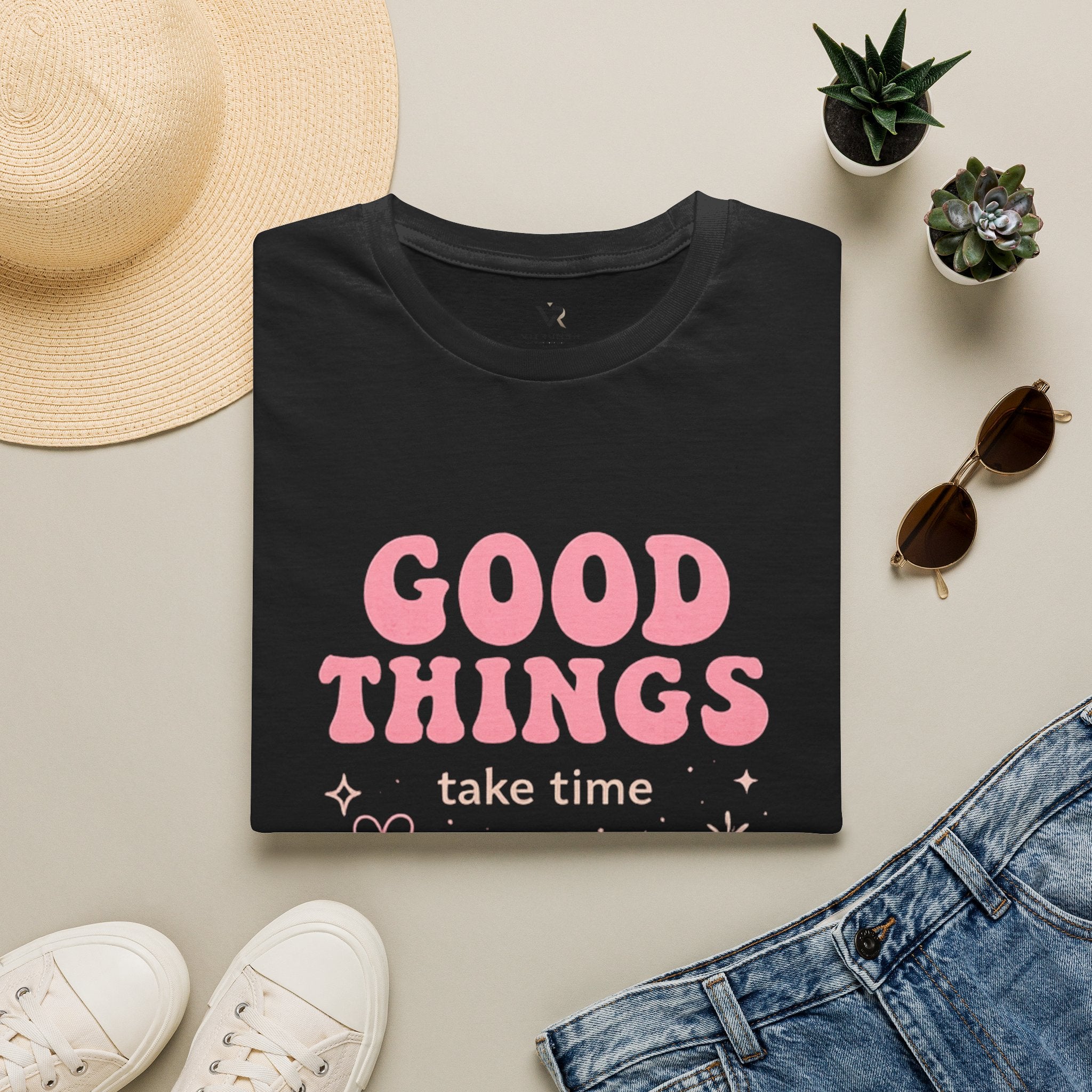Good Things Take Time T-Shirt — Positive Vibes Floral Graphic Tee