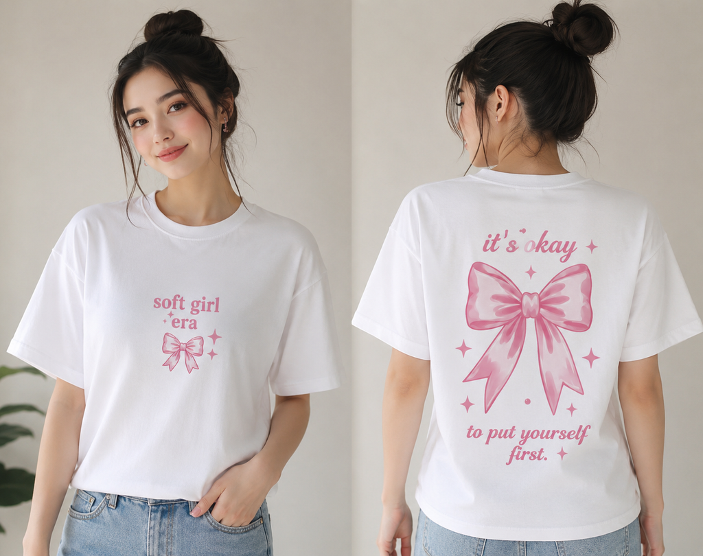 Soft Girl Era T-Shirt — Pink Bow Aesthetic Tee