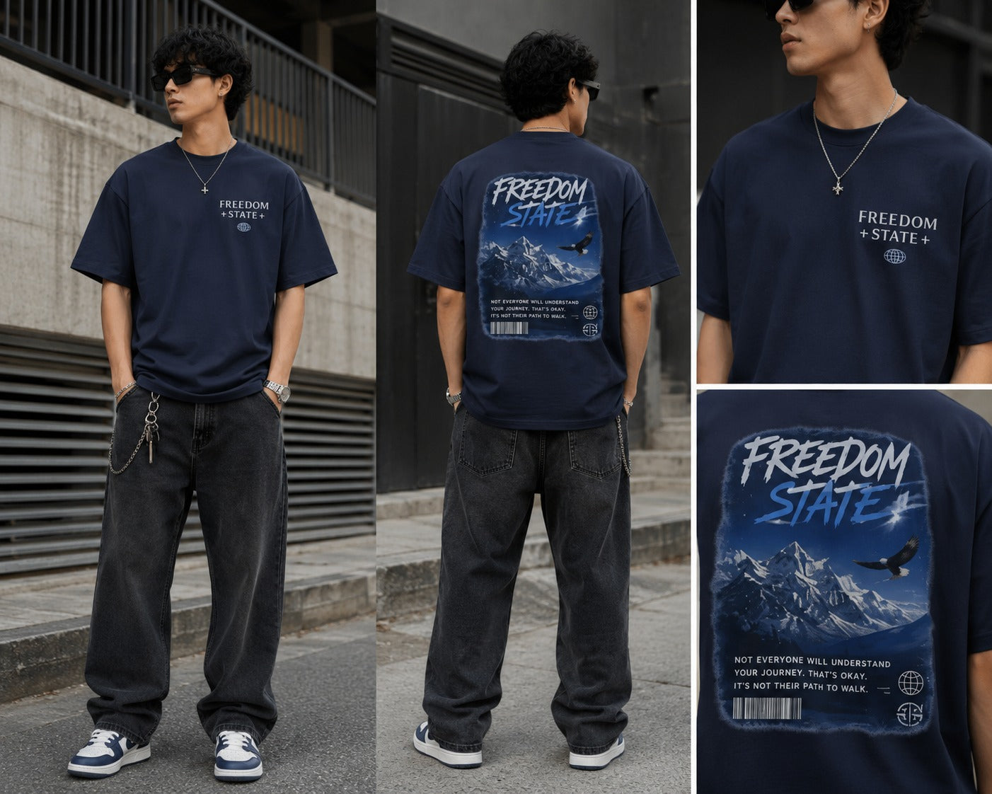 Freedom State Tee — Mountain Graphic Oversized T‑Shirt