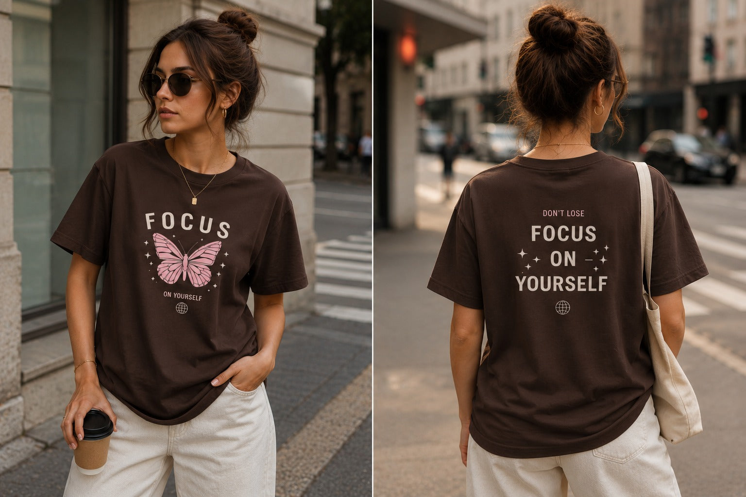 Focus Butterfly T-Shirt — "Focus On Yourself" Inspirational Graphic Tee