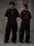 Trust No One Oversized Graphic T-Shirt | Spider Print Streetwear | Unisex Drop Shoulder Tee