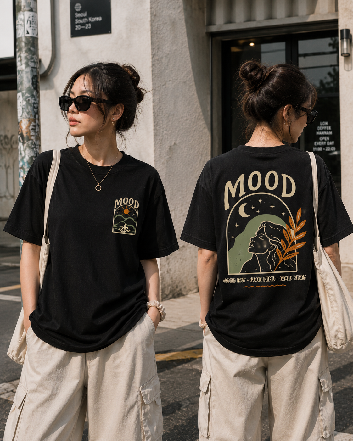 Mood Sunflower Tee — Retro Nature Graphic T-Shirt