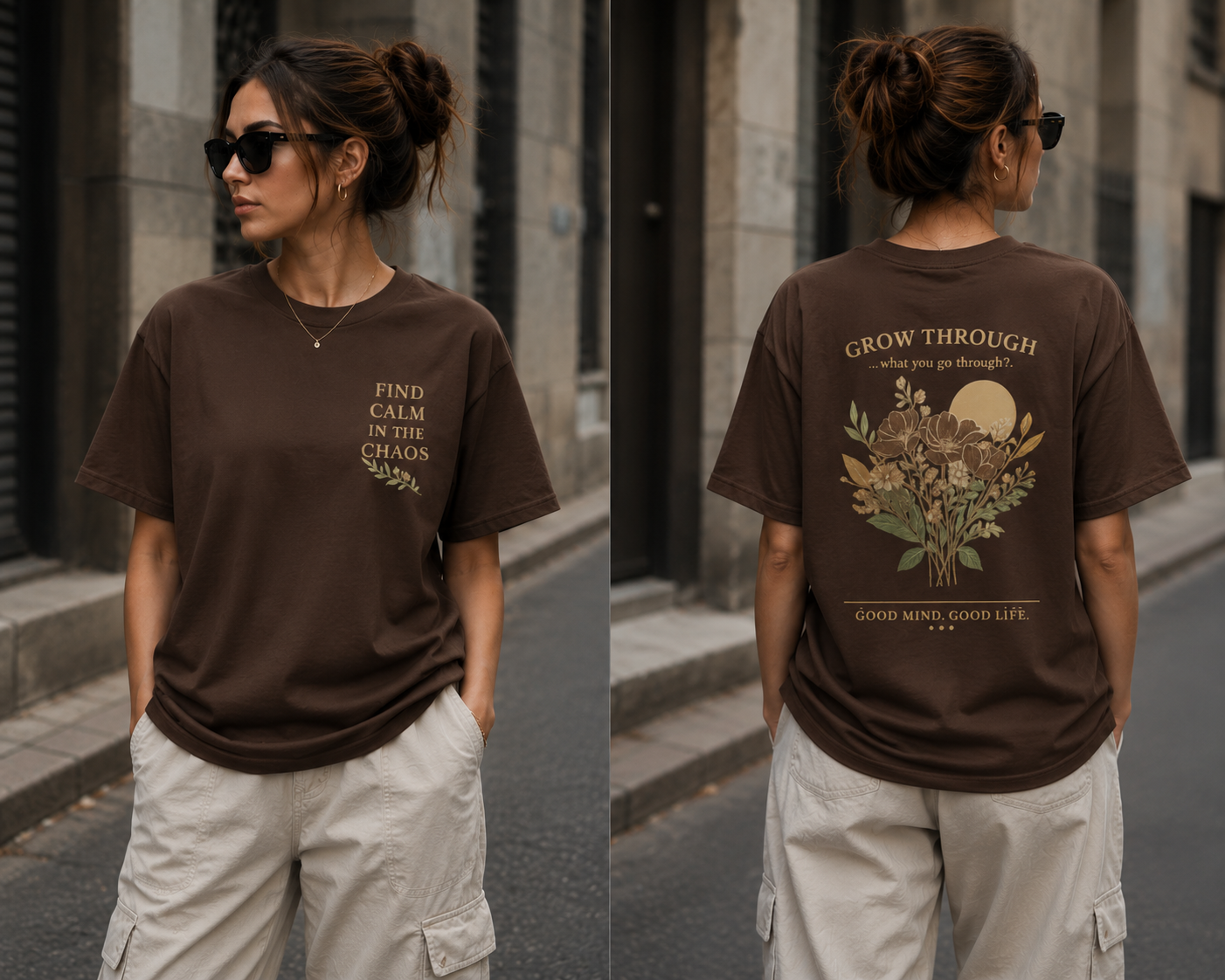 Find Calm in the Chaos T-Shirt — Inspirational Relaxed Tee with Olive Branch