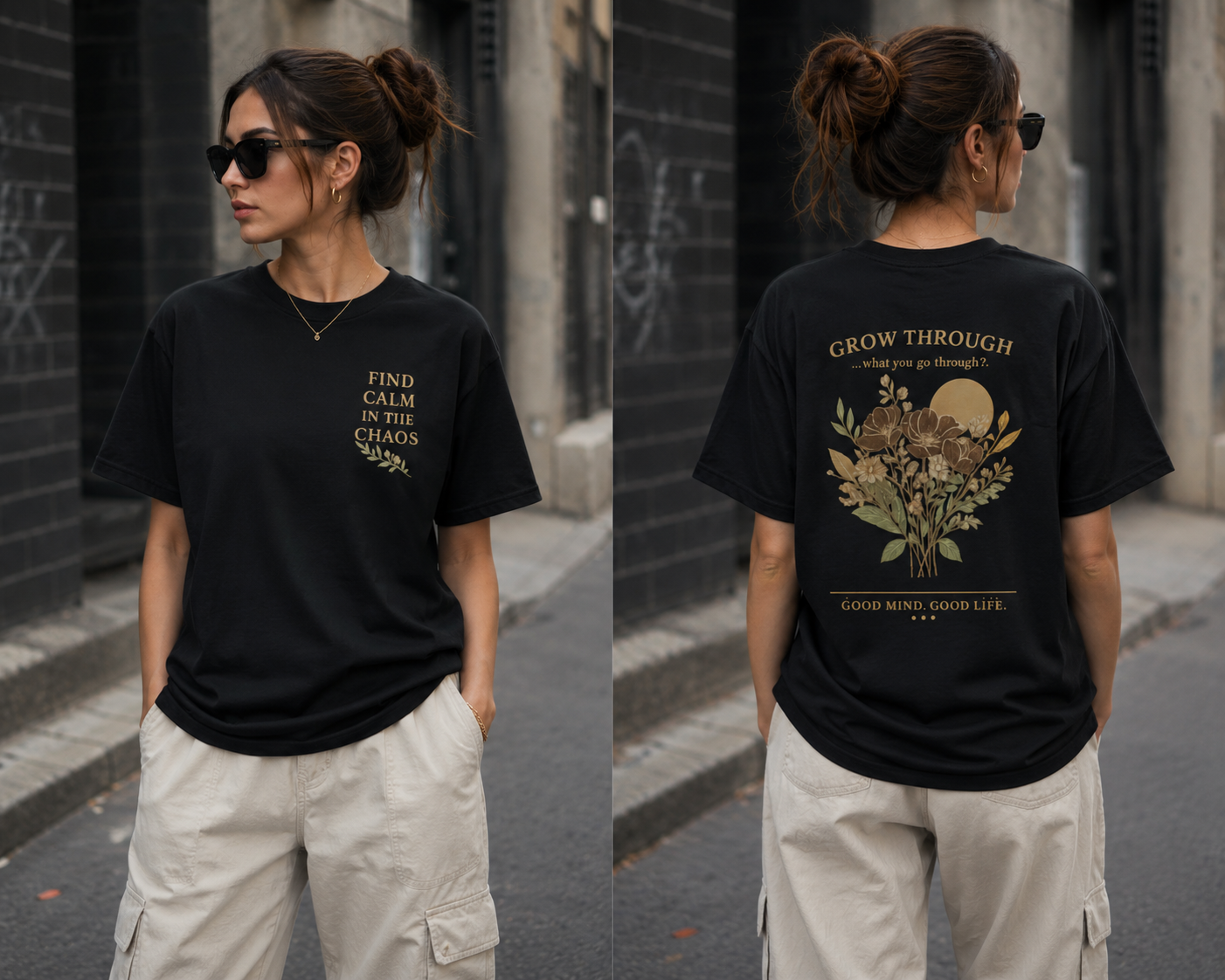 Find Calm in the Chaos T-Shirt — Inspirational Relaxed Tee with Olive Branch