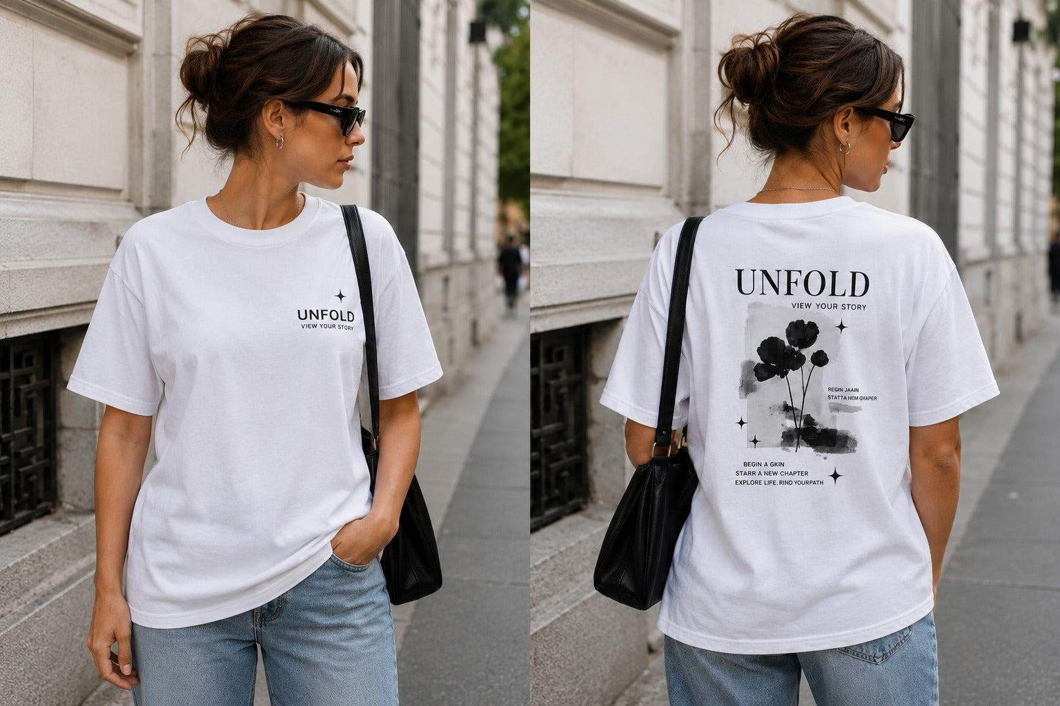 T-Shirt — 'UNFOLD Your Story' Minimal Logo Tee