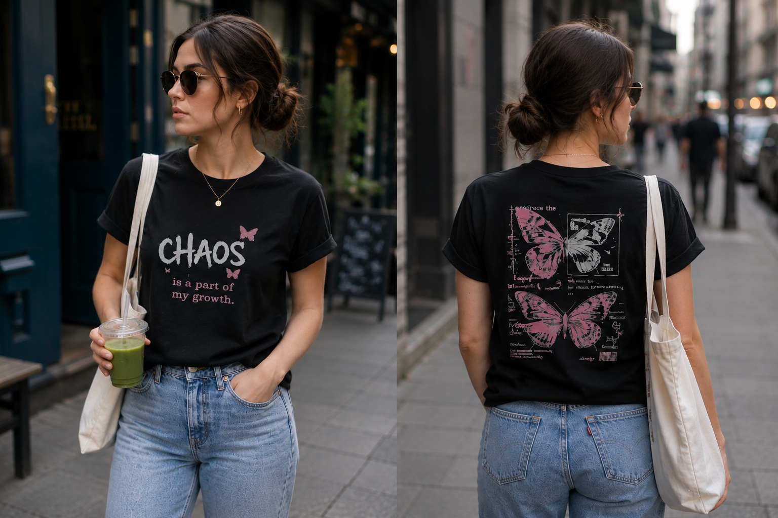 Chaos Is Part Of My Growth T-Shirt — Inspirational Butterfly Graphic Tee